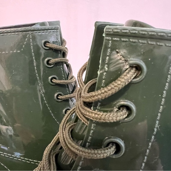 Design Lab Lace-up 8-hole Rubber Boots Green Size 6 - Picture 10 of 12